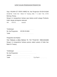 (tandatangan pengarah syarikat) (nama pengarah syarikat). Surat Akuan Pengesahan Pendapatan