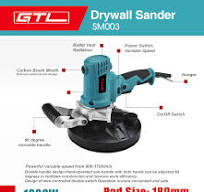1300W 180mm Wall Work Drywall Sander, Small Portable Drywall Sander,  Drywall Sander with Vacuum, Drywall Sander Machine, Edge Grinding Machine  (SM003)