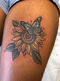 Sunflower Butterfly Tattoo Blue Butterfly Tattoo Sunflower Tattoo On Wrist Sunflower Tattoos