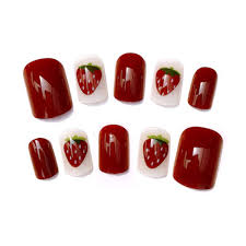 2020 popular 1 trends in beauty & health, home improvement, home & garden, tools with acrylic nail s and 1. Liarty 24pcs Summer Artificial False Nails Cute Strawberry Red Square Acrylic Full Cover Medium Long Fake Nails Tips Buy Online In Bahamas At Bahamas Desertcart Com Productid 145430566