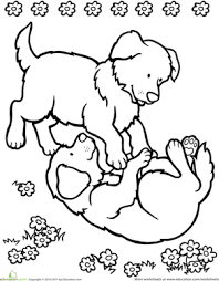 Playing Puppies Worksheet Education Com Puppy Coloring Pages Coloring Pages Puppy Crafts