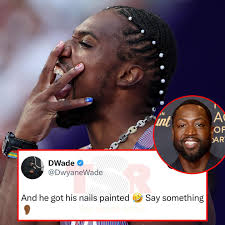 Dwyane Wade shares a message about Noah Lyles' nails being painted at the  Olympics! (📸: @gettyimages) TSRStaffBD