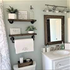 As i'm deciding how to style and decorate my new house, i have been looking at a few options for my bathrooms. Amazon Com Towel Bar Bathroom Shelving 2 Shelf Set With Towel Bar Farmhouse Bathroom Decor Handmade