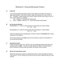 Aldehydes ketones and carboxylic acids. Worksheet 23 A Strong Acid Strong Base Titrations A Initial Ph This