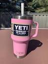 YETI 35 oz mug Power Pink STRAW LID Rambler Mug Cup Handle Limited ...