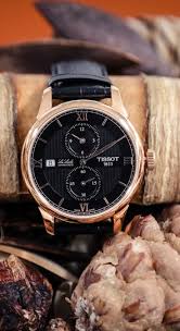 Mens tissot gent xl stainless steel casual watch brown t1164101604700. Tissot Le Locle Regulateur Black Dial Rose Gold With Black Leather Strap Swiss Army Watches Watches For Men Army Watches