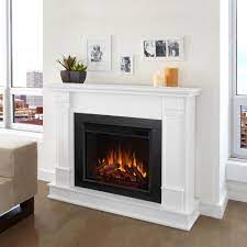 The houston is a astonishing 50 wide electric fireplace with suburb vivid flames and modern black frame that will create a statement in any room of your home or office. Real Flame Silverton 48 In Electric Fireplace In White G8600e W The Home Depot