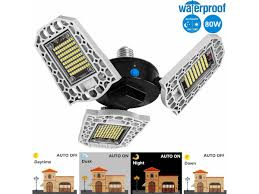 Led Garage Lights 80w 9600lm Dusk To Dawn Garage Lighting Garage Ceiling Lights Cri 80 Led With Sensor Auto On Off Monoprice Com