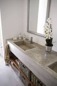 This beautiful natural stone vanity top is attached to a rectangular white vitreous china undermount bowl with safety overflow hole. Bathroom Trend Cemcrete Cement Finishes Visi Concrete Bathroom Bathroom Trends Modern Bathroom Trends