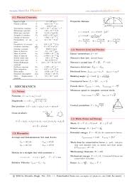 prototypal high school physics formula chart 2019