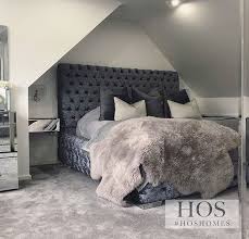 Sleep factory's grey plush velvet chesterfield 2 drawer divan bed set, mattress & headboard (4.6ft (double) all grey and silver glamorous bedroom decor with all tufted bed in grey velvet. How Incredible Is This The Park Lane Bed At Hos How Would You Design Yours Shop Online Now W Silver Bedroom Decor White And Silver Bedroom Silver Bedroom