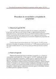18/1991, republicată, cu modificările şi completările ulterioare, beneficiază de o indemnizaţie echivalenta cu media sumelor reprezentând sporurile acordate celorlalţi membri ai comisiei, salariaţi ai instituţiilor publice. Referat Procedura De Reconstituire A Dreptului De Proprietate Conform Legii Nr 18 Pe 1991 311013 Graduo