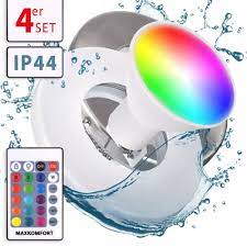 4x set bad feuchtraum einbaustrahler inkl rgb leuchtmittel und fernbedienung ebay led einbaustrahler bad einbaustrahler leuchtmittel