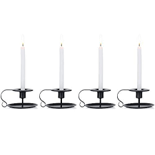 nuptio 4 pieces etagere de bougeoir vintage en forme de cone en fer forge chamberstick bougeoir long avec poignee et bougeoir cierge candle holder bougeoirs