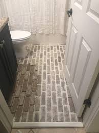 Diy Brick Floors Over Tile Carla S Coastal Creations Brick Bathroom Brick Flooring Tile Bathroom