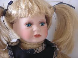 Vintage Porcelain Doll With Park Bench