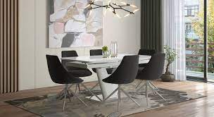 You'll find sets at bob's for under $500 for a dining table and chairs, and up to $4,300 for beautiful sets that include 10 chairs, a table and china hutch. Caribu 6 To 8 Extendable Doris Fabric 6 Seater Dining Table Set Urban Ladder
