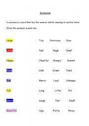 Find another word for also. Synonyms And Adjectives Esl Worksheet By Lulublue24