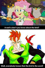He was initially designed to serve gero's vendetta against goku. 1272951 Android 16 Bird Discovery Kids Dragon Ball Z Dragonball Z Abridged Equestria Girls Fluttershy Legend Of Everfree Owl Safe Surfin Bird The Trashmen Derpibooru