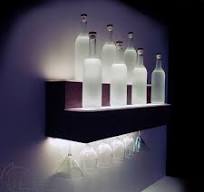 2 Tier LED Floating Shelf with Wine Glass Rack | RGB Wall Display for Home  Bar or Commercial Use