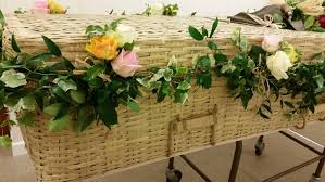 Download in under 30 seconds. Wicker Coffin Garland With Roses Wild Daisy Florist
