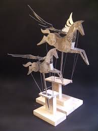 Large Aluminium Pegasus Automata Stamped In Gold Etsy Automata Kinetic Sculpture Mechanical Art