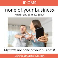 Idiom None Of Your Business English Phrases Idioms English Language Learning Conversational English