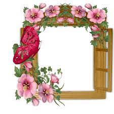 Wooden Winow With Flowers And Butterfly Transparent Frame Free Photo Frames Frame Transparent Picture Frames