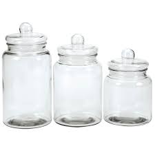 Glass Apothecary Jars With Lids Decorative Display Canisters Clear Storage Organizers Set Of 3 Walmart Com In 2020 Glass Apothecary Jars Apothecary Jars Apothecary Jars Decor