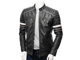 Men S White Black Strips Jacket Men S Biker Fashion Jacket Black Leather Jacket Leather Jacket Jacket Style Leather Jacket Men