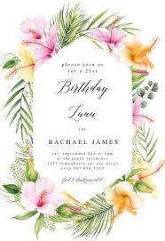Birthday Invitation Card Template Png Tropical Flower Wreath Birthday Invitation Template Free Greetings Island Birthday Invitation Templates Luau Invitations Party Invite Template
