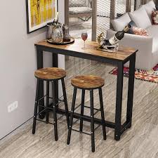 Small kitchen table chandelier wallpaper and wood floor. Pub Counter 3 Piece Table Set Height Dining Set With 2 Bar Stools For Kitchen Nook Room Living Small Space Pub Table Sets Small Kitchen Tables Pub Table