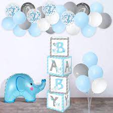 Buy Blue Elephant Baby Balloon Box Decorations Diy Blue And Gray Baby Letter Blocks Balloons Set For Blue Little Peanut Baby Shower It S A Boy First Birthday Gender Reveal Party Supplies Photo
