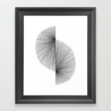 Framed Black And White Art Prints Mid Century Modern Geometric Abstract S Shape Line Drawing Pattern Framed Black And White Print By Mini Black And White Wall Art Framed Art Prints Line Drawing
