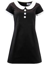 Madcap England Domino Retro 60s Mod Peter Pan Collar Dress Black Black Collared Dress Peter Pan Collar Dress Retro Outfits