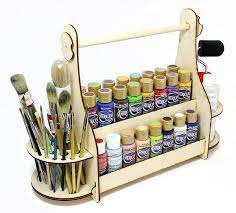 Craft Paint Storage Organizer Plywood Caddy Painting Supplies Organizer Paint And Brushes Organizer Diy Kit Craft Storage Craft Paint Storage Painting Supplies Organization Paint Storage