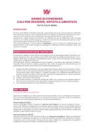 BANDO DI CONCORSO CALL FOR DESIGNER, ARTISTS ...