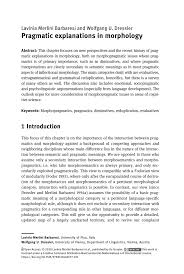 Pdf Pragmatic Explanations In Morphology