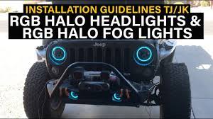 2018 new design jeep wrangler led halo headlights (sunpie). Rgb Halo Headlights Rgb Halo Fog Lights Installation For Jeep Wrangler Tj Jk Amoffroad Youtube