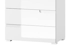 The three drawers are spacious and open without handles. Cellini White High Gloss Narrow Chest Of Drawers S2