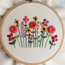 Diy Hand Embroidery Pattern Pdf Hand Embroidered Flower Garden Roses And Sunflower Hand Embroidery Tutorial Flower Embroidery Designs Hand Embroidery Pattern