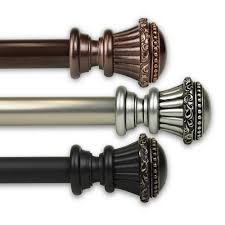 Rod Desyne Royal 1 In Single Curtain Rod 160 In To 240 In In Satin Nickel Curtain Rods Curtain Rod Hardware Double Rod Curtains