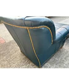 Hancock & Moore Navy Blue Leather Chair /Ottoman