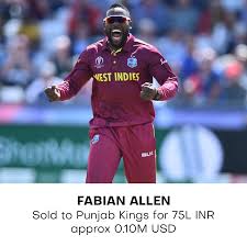 His full name is fabian anthony allen. Anis Sajan Fabian Allen Goes For A Steal To The Punjab Kings Inr 75 Lakhs Approx 0 10m Usd Iplauction2021 Facebook
