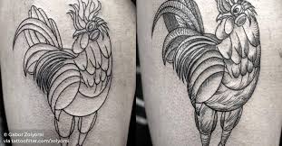 The rooster tattoo does also hold symbolic value for the men and women who wear this animal tattoo. Rooster Tattoo On The Right Thigh
