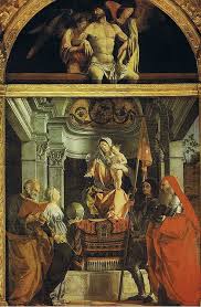 Lorenzo Lotto Madonna And Child Enthroned With Saints St Christina Altarpiece Ca 1504 Treviso Painting Madonna And Child Art