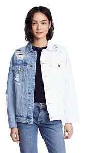 Half Black And Blue Denim Jacket Sjyp Half And Half Denim Jacket In Denim Blue Modesens Denim Jacket White Denim Jacket Classic Denim Jacket