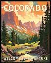 Amazon.com: Colorado Poster Art Print, Retro States Landscape Wall ...