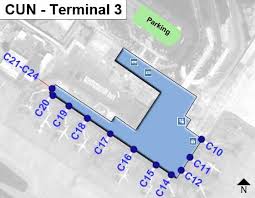 Cancun airport has three terminals and it is expected that in 2018 the fourth terminal, which will receive it is used for international airlines as well as domestic and charter flights. Cancun Airport Cun Terminal 3 Map