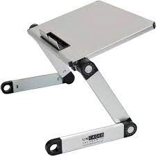 The aluminum panel keeps laptops cool and the removable mouse pad quickly connects to the right or left. Uncaged Ergonomics Workez Light Laptop Stand Silver Wels B H